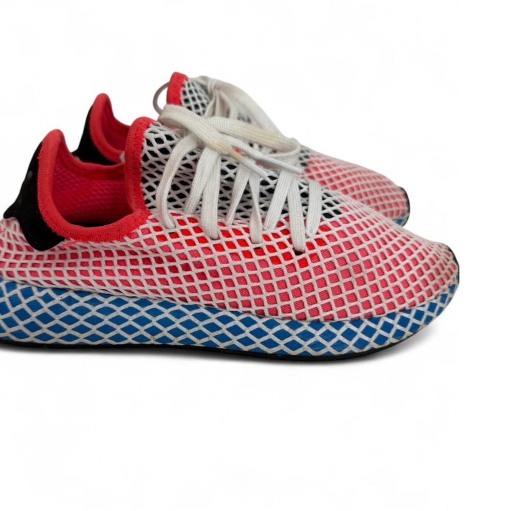 KIDS size 9youth Adidas Deerupt Runner trainers in red and blue #running